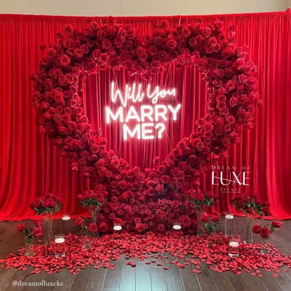 8ft Romantic Atmosphere Heart Shaped Red Rose Flower Wall Wedding Decoration Indoor-ubackdrop