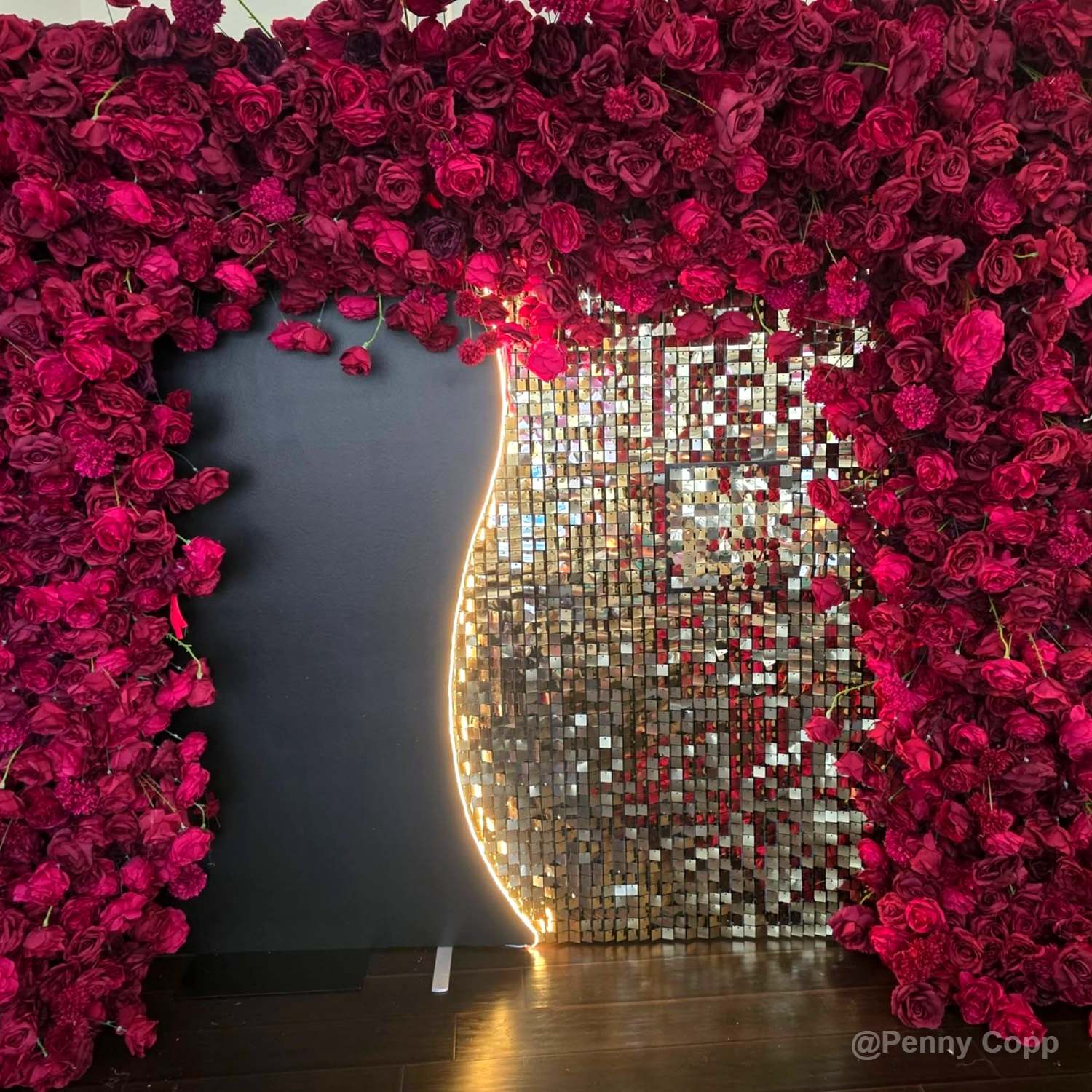 Red Roses Fabric Artificial Flower Wall Arch Wedding Party Decoration-ubackdrop