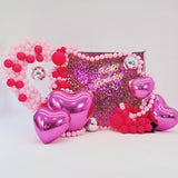 Hot Pink Shiny Hearts Inflatable Mirror Ball Reusable Big Bubble Balloon