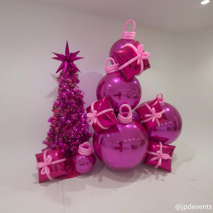 Hot Pink Inflatable Mirror Ball Reusable Big Bubble Balloon-ubackdrop