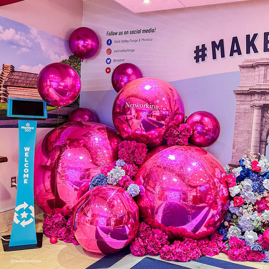 Hot Pink Inflatable Mirror Ball Reusable Big Bubble Balloon-ubackdrop