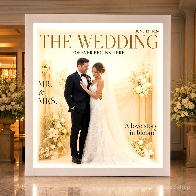 6.5x7.5ft Elegant Wedding Magazine Cover Photo Booth Prop Party Box-ubackdrop