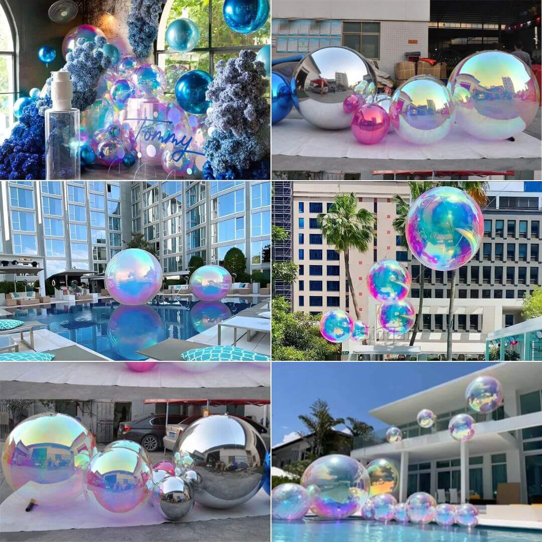 Rainbow Color Inflatable Mirror Ball Reusable Big Bubble Balloon-ubackdrop