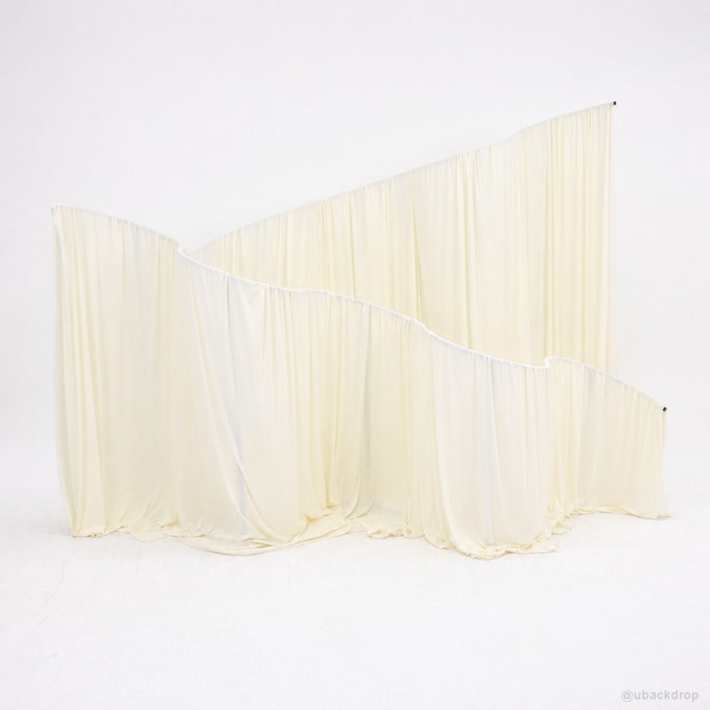 Ivory curved drapery wall party stand wedding event backdrop