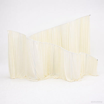 Ivory curved drapery wall party stand wedding event backdrop