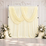 Cream Pre-Sewn Fixed Drape Backdrop Curtain for Weddings & Parties
