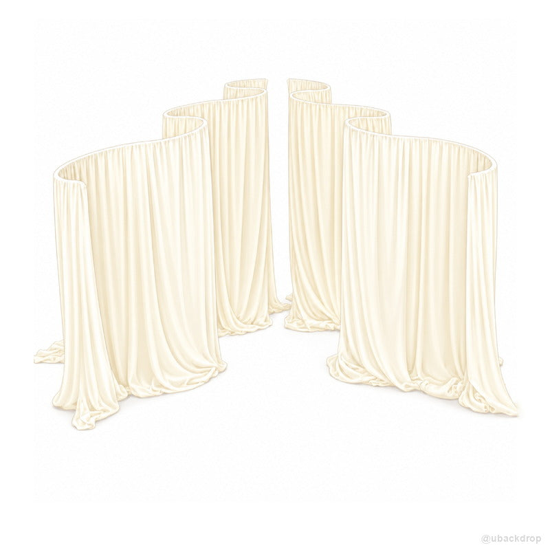 Ivory wavy drapery backdrop party stand wedding event display