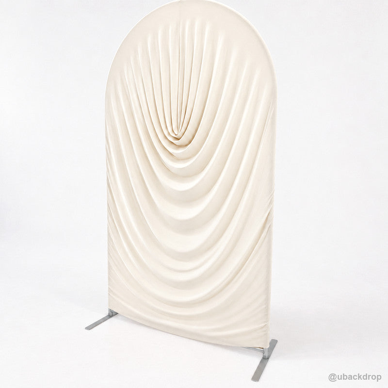 Ivory white cowl draped arch backdrop cover right angled product view