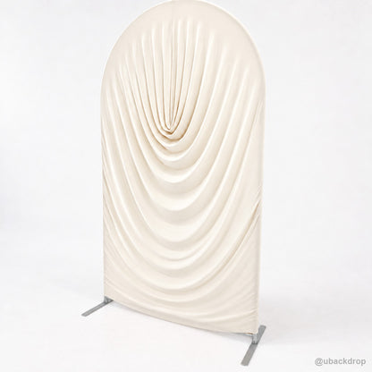 Ivory white cowl draped arch backdrop cover right angled product view