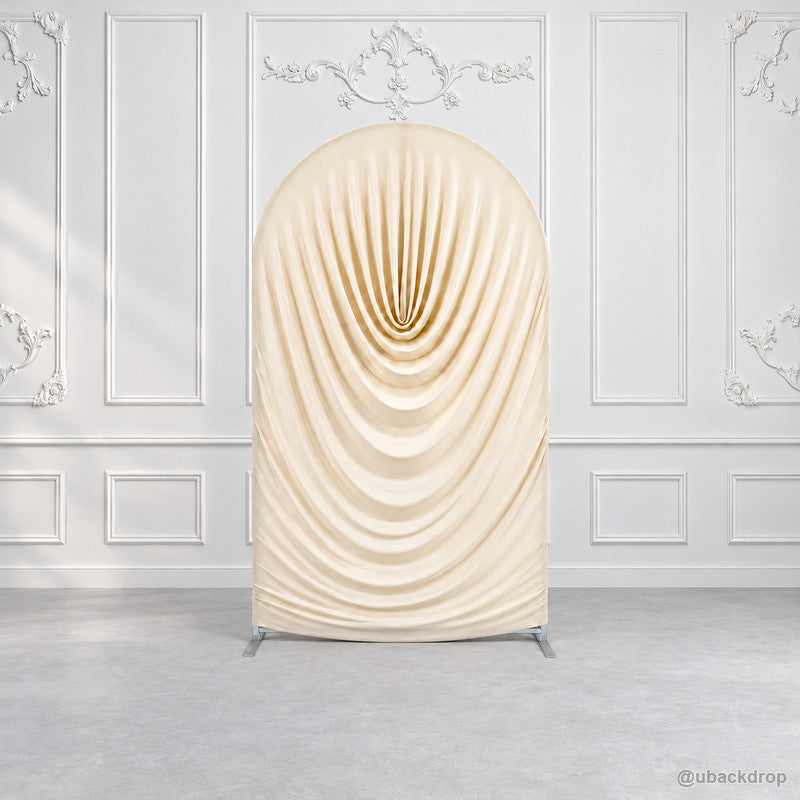 Ivory white cowl draped chiara arch backdrop cover european wall scene