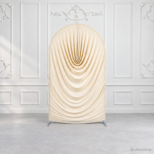 Ivory white cowl draped chiara arch backdrop cover european wall scene