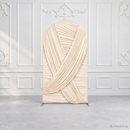 Ivory white crisscross pleated chiara arch backdrop ornate wall scene