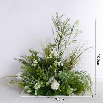 6+7FT Flower Arch Green White Flower Backdrop for Wedding Proposal Party Decor