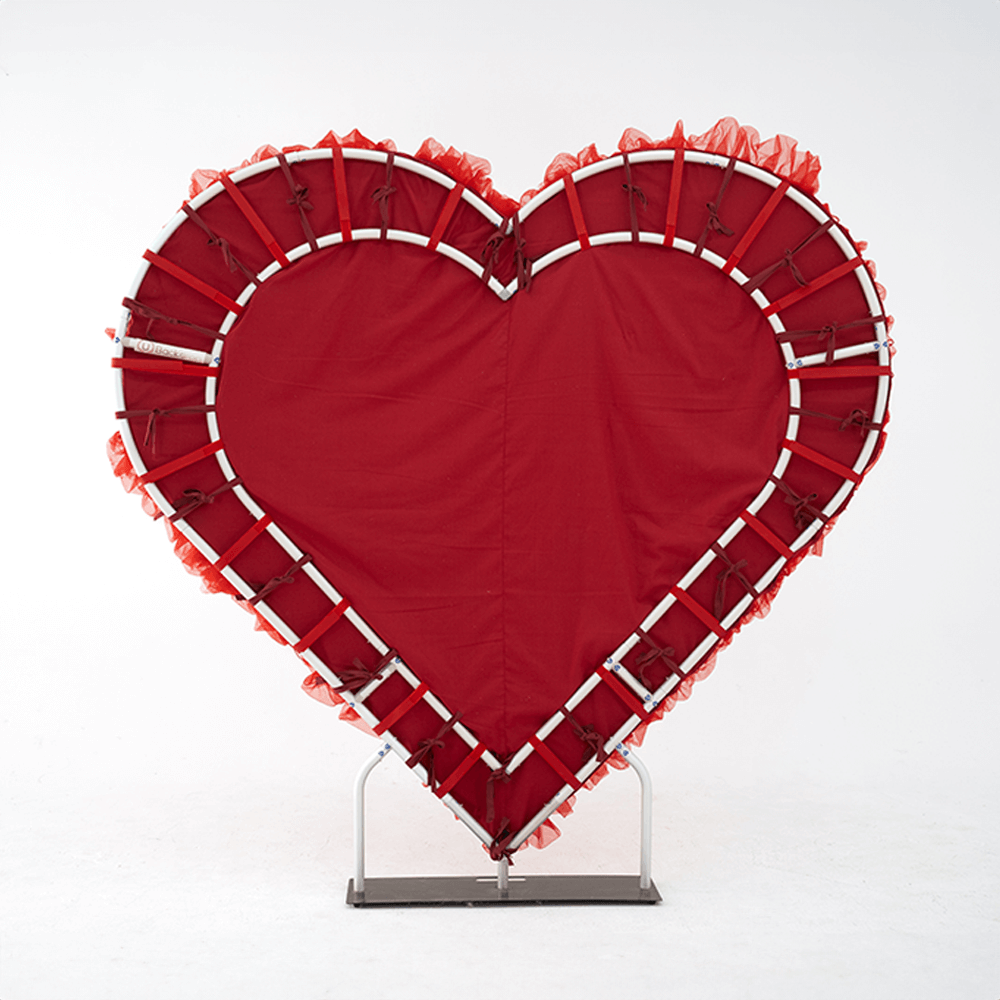 8x8ft 3D Handmade Red Full Heart Tulle Backdrop For Wedding & Valentines-ubackdrop