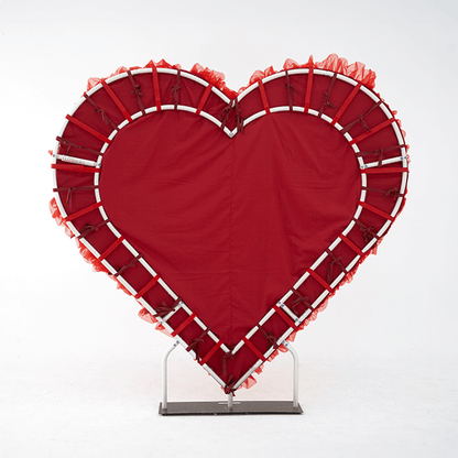 8x8ft 3D Handmade Red Full Heart Tulle Backdrop For Wedding & Valentines-ubackdrop