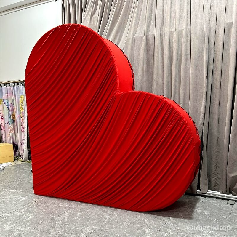 3D 8x8ft Double Layer Side Laying Heart for Party Decor Backdrop Stand-ubackdrop