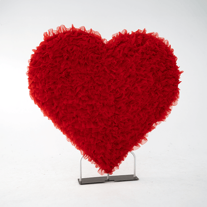 8x8ft 3D Handmade Red Full Heart Tulle Backdrop For Wedding & Valentines-ubackdrop