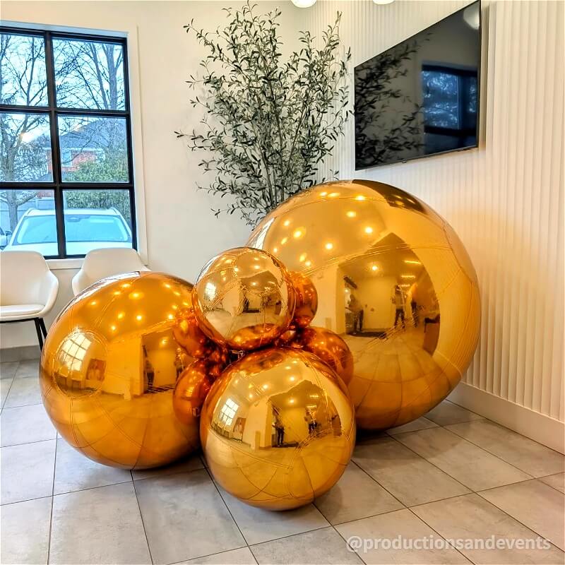 Golden Color Inflatable Mirror Ball Reusable Big Bubble Balloon-ubackdrop