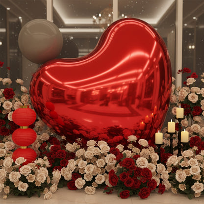 Red Shiny Hearts Inflatable Mirror Ball Reusable Big Bubble Balloon-ubackdrop