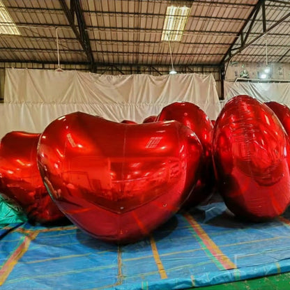 Red Shiny Hearts Inflatable Mirror Ball Reusable Big Bubble Balloon-ubackdrop