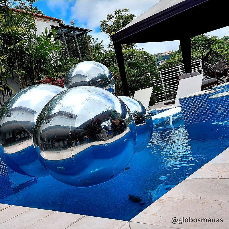 Silver Inflatable Mirror Ball Reusable Big Bubble Balloon-ubackdrop