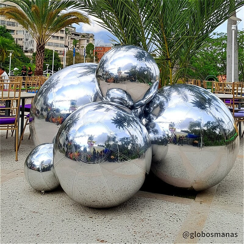 Silver Inflatable Mirror Ball Reusable Big Bubble Balloon-ubackdrop