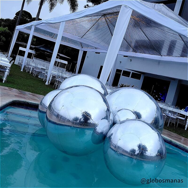 Silver Inflatable Mirror Ball Reusable Big Bubble Balloon-ubackdrop