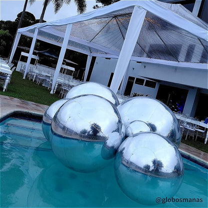 Silver Inflatable Mirror Ball Reusable Big Bubble Balloon-ubackdrop