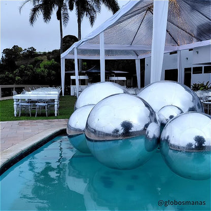 Silver Inflatable Mirror Ball Reusable Big Bubble Balloon-ubackdrop
