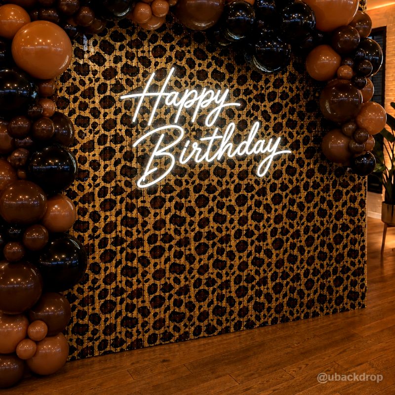 Khaki Leopard Shimmer Wall Panels – Easy Setup Wedding/Event/Theme Party Decorations-ubackdrop