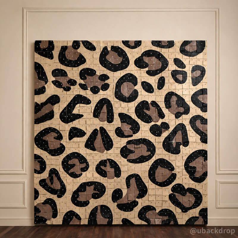 Khaki Leopard Shimmer Wall Panels – Easy Setup Wedding/Event/Theme Party Decorations-ubackdrop