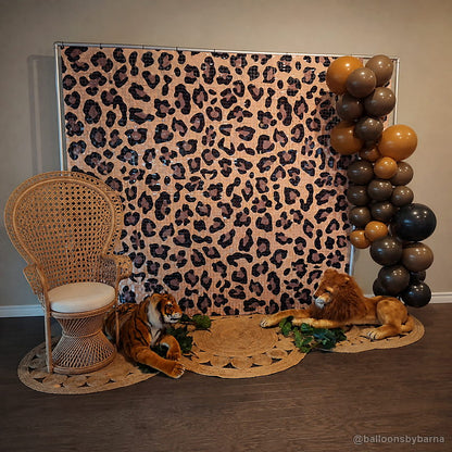 Leopard print shimmer wall safari party balloon backdrop display