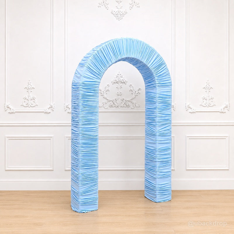 4.3x7ft 3D Dual-Tube Ruched Fabric Cover Arch Stand for Event Decor-ubackdrop