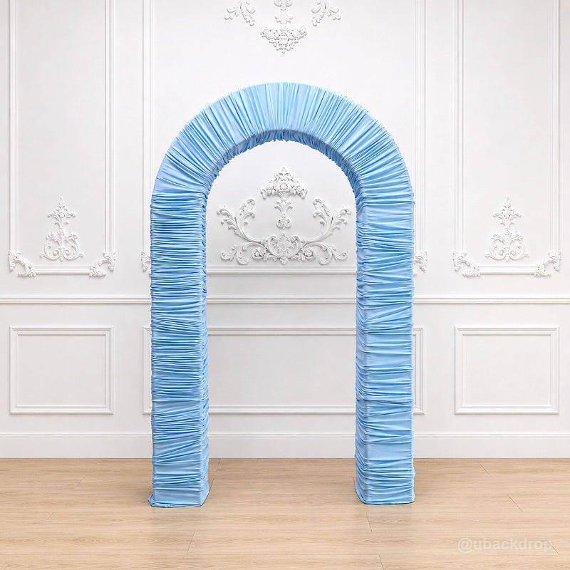 4.3x7ft 3D Dual-Tube Ruched Fabric Cover Arch Stand for Event Decor-ubackdrop