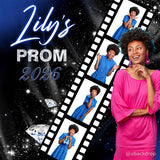 2026 Prom Step Blue and Silver Graduation Backdrop