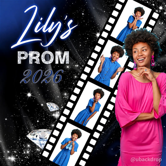 2026 Prom Step Blue and Silver Graduation Backdrop-ubackdrop