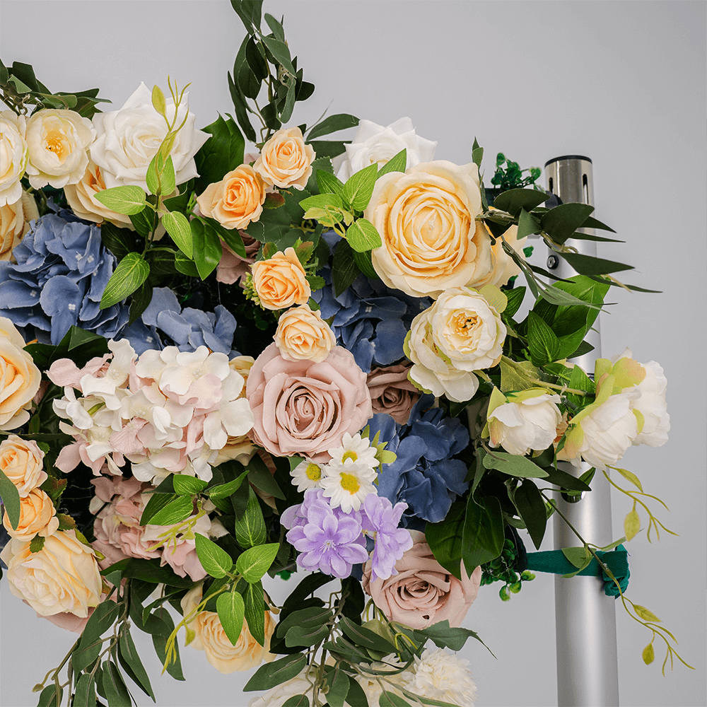 Luxury Pink & Blue Artificial Flower Runner for Wedding Decor-ubackdrop