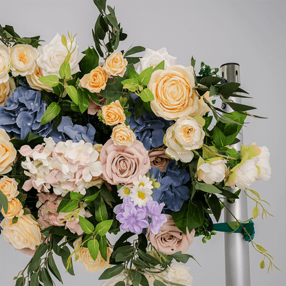 Luxury Pink & Blue Artificial Flower Runner for Wedding Decor-ubackdrop