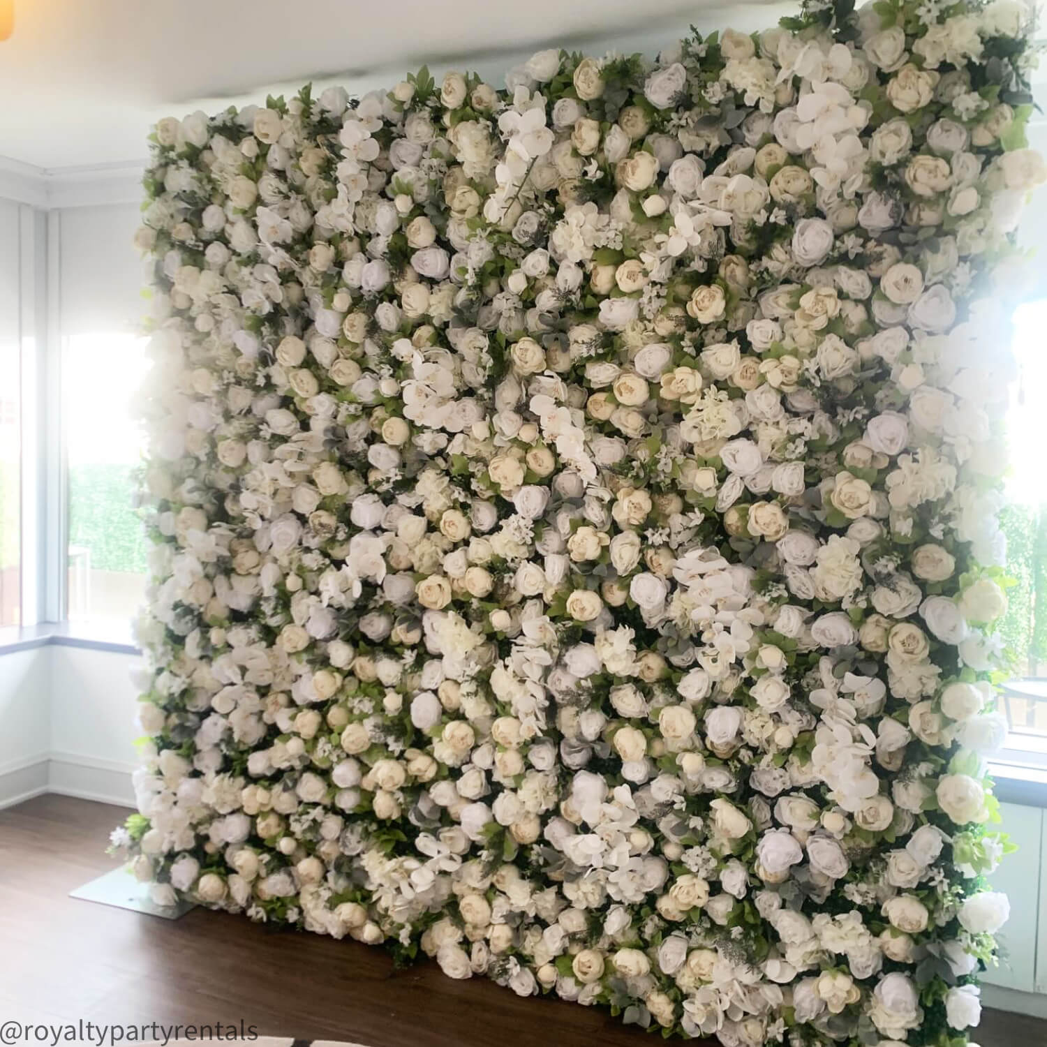 Luxury Wedding Champagne & White Rose Fabric Flower Wall Party Decor-ubackdrop