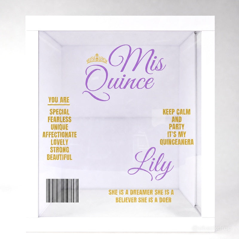 6.5x7.5ft Purple and Gold Mis Quince Magazine Cover Photo Booth Party Photo Box