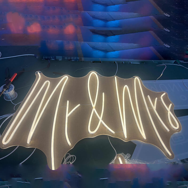 Mr & Mrs LED Neon Sign Resuable Party Decoration Backdrop-ubackdrop