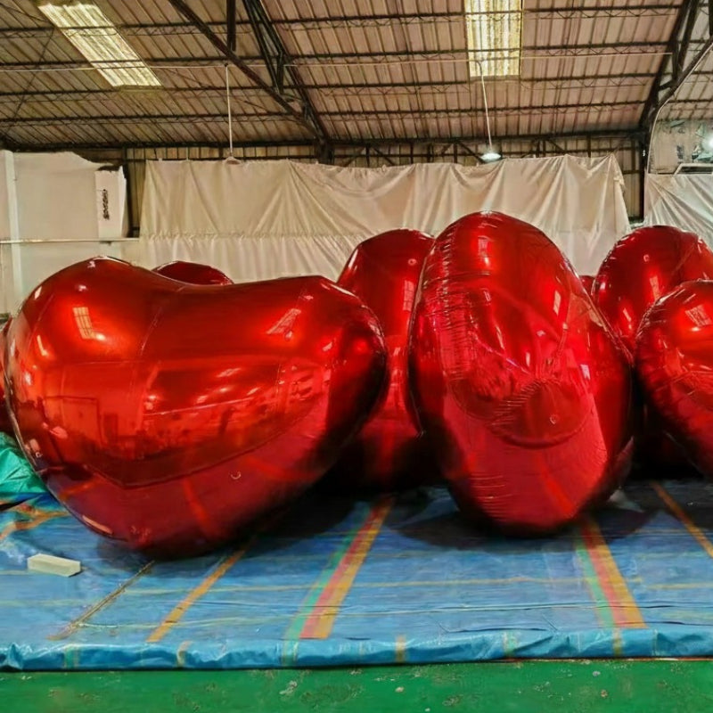 Red Shiny Hearts Inflatable Mirror Ball Reusable Big Bubble Balloon-ubackdrop