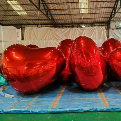 Red Shiny Hearts Inflatable Mirror Ball Reusable Big Bubble Balloon-ubackdrop