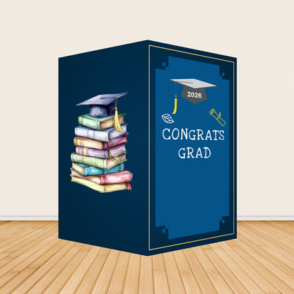Congrats Grad 2026 Graduation Backdrop Cover for Book Frame Stand