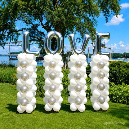 9.8ft Adjustable Balloon Column Stands Pair for Events-ubackdrop