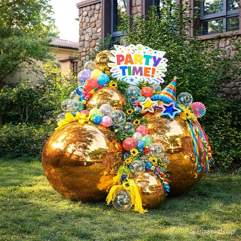 Golden Color Inflatable Mirror Ball Reusable Big Bubble Balloon-ubackdrop