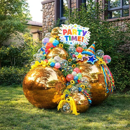 Golden Color Inflatable Mirror Ball Reusable Big Bubble Balloon-ubackdrop