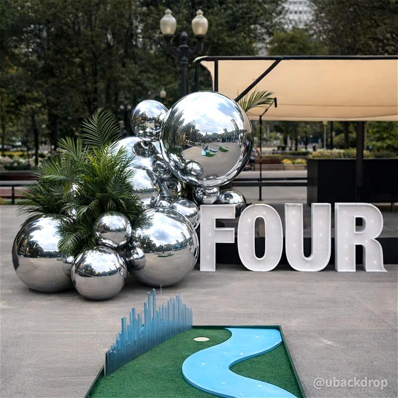 Silver Inflatable Mirror Ball Reusable Big Bubble Balloon-ubackdrop