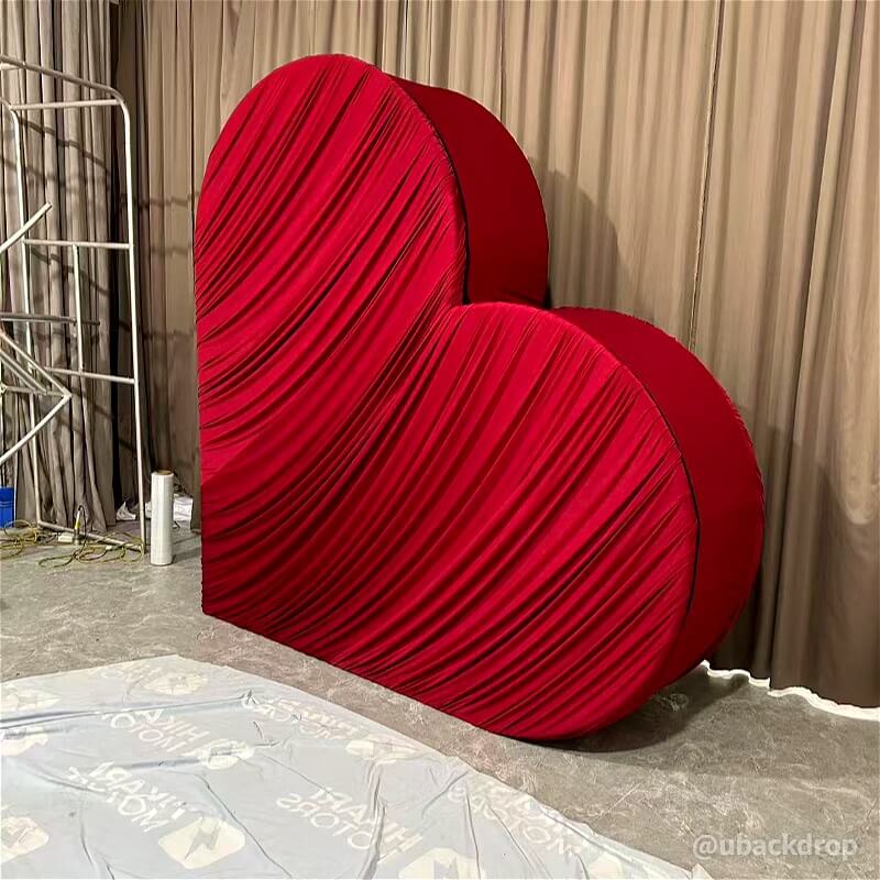 3D 8x8ft Double Layer Side Laying Heart for Party Decor Backdrop Stand-ubackdrop