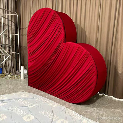 3D 8x8ft Double Layer Side Laying Heart for Party Decor Backdrop Stand-ubackdrop